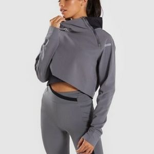 Gymshark Asymmetric Performance Hoodie - Smokey Gr